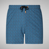 Men's Ademir Swim Trunks in Navy Blue and White Waves | Save The Duck