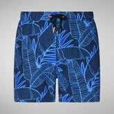 Men's Ademir Swim Trunks in Blue Macro Palms | Save The Duck