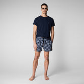 Men's Ademir Swim Trunks in Navy Blue Seastars - Blue Collection | Save The Duck