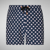 Men's Ademir Swim Trunks in Light Blue and White Waves | Save The Duck
