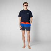 Men's Toty Swim Trunks in Traffic Red, Cyber Blue and Navy Blue | Save The Duck