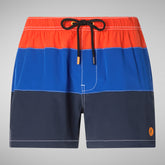 Men's Toty Swim Trunks in Traffic Red, Cyber Blue and Navy Blue - All Save The Duck Products | Save The Duck