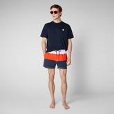 Men's Toty Swim Trunks in White,Traffic Red and Navy Blue - Men's Swimwear | Save The Duck
