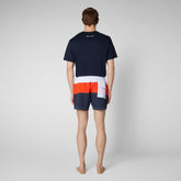 Men's Toty Swim Trunks in White,Traffic Red and Navy Blue - Men's Swimwear | Save The Duck