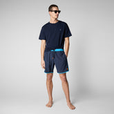 Men's Amgalan Swim Trunks in Navy Blue - Men's Swimwear | Save The Duck