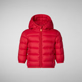 Unisex kids' animal free puffer jacket WAlly in tango red - Animal-Free Baby Puffer Jackets | Save The Duck