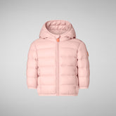 Unisex kids' animal free puffer jacket WAlly in blush pink | Save The Duck