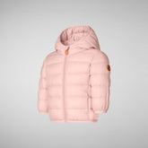 Unisex kids' animal free puffer jacket WAlly in blush pink | Save The Duck