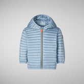 Baby Girls' Lucy Hooded Puffer Jacket in Dusty Blue | Save The Duck