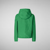 Veste de pluie à capuche Jules unisexe pour enfant en vert forêt tropicale - Vêtements venteux | Sauvez le canard