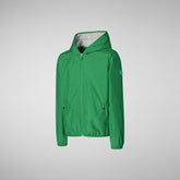 Unisex Kids' Jules Hooded Rain Jacket in Rainforest Green - Windy Wear | Save The Duck