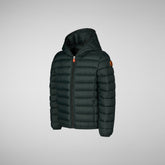 Boys' Dony Hooded Puffer Jacket in Green Black - SaveTheDuck Sale | Save The Duck
