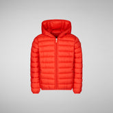 Boys' Dony Hooded Puffer Jacket in Poppy Red - Red Collection | Save The Duck