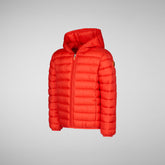 Boys' Dony Hooded Puffer Jacket in Poppy Red - Kids' Icons Collection | Save The Duck