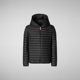 Boys' Huey Hooded Puffer Jacket in Black | Save The Duck