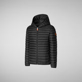 Boys' Huey Hooded Puffer Jacket in Black - GIGA Collection | Save The Duck