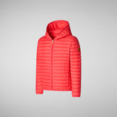 Boys' Huey Hooded Puffer Jacket in Jack Red - Boys' Animal-Free Puffer Jackets | Save The Duck