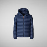 Boys' Huey Hooded Puffer Jacket in Navy Blue - Boys' Animal-Free Puffer Jackets | Save The Duck