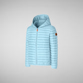 Boys' Huey Hooded Puffer Jacket in Ozone Blue - Boys' Animal-Free Puffer Jackets | Save The Duck