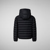 Boys' Hooded Animal free Puffer Jacket Dony in Black with Ginger Lining - Boys' Animal-Free Puffer Jackets | Save The Duck