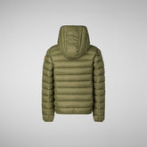 Boys' Hooded Animal free Puffer Jacket Dony in dusty olive | Save The Duck