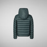 Boys' Hooded Animal free Puffer Jacket Dony in green black | Save The Duck