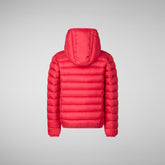 Boys' Hooded Animal free Puffer Jacket Dony in Tango Red - Boys' Fall Winter 2024 | Save The Duck