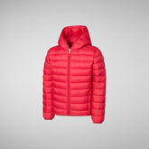 Boys' Hooded Animal free Puffer Jacket Dony in Tango Red | Save The Duck