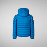 Boy's Dony Hooded Puffer Jacket in Black with Blue Berry | Save The Duck