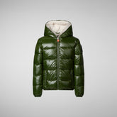 Boys' Gavin Hooded Puffer Jacket in Pine Green - Fall Winter 2023 Kids' Collection | Save The Duck