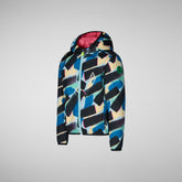 Unisex Kid's Calf Hooded Rain Jacket in Tao Multicolor Camo | Save The Duck