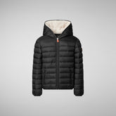 Boys' Lemy Hooded Puffer Jacket with Faux Fur Lining in Black - Kids' Icons Collection | Save The Duck