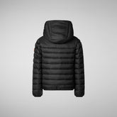 Boys' Lemy Hooded Puffer Jacket with Faux Fur Lining in Black - Fall Winter 2023 Boys' Collection | Save The Duck