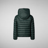 Boys' Lemy Hooded Puffer Jacket with Faux Fur Lining in Green Black - Boys Raincoats | Save The Duck