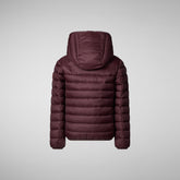 Boys' Lemy Hooded Puffer Jacket with Faux Fur Lining in Burgundy Black - Icons Collection | Save The Duck