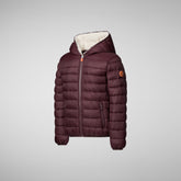 Boys' Lemy Hooded Puffer Jacket with Faux Fur Lining in Burgundy Black - Icons Collection | Save The Duck