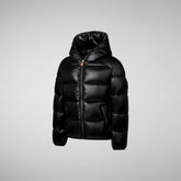 Boys' Hooded Animal free Puffer Jacket Artie in black - Boys' Animal-Free Puffer Jackets | Save The Duck