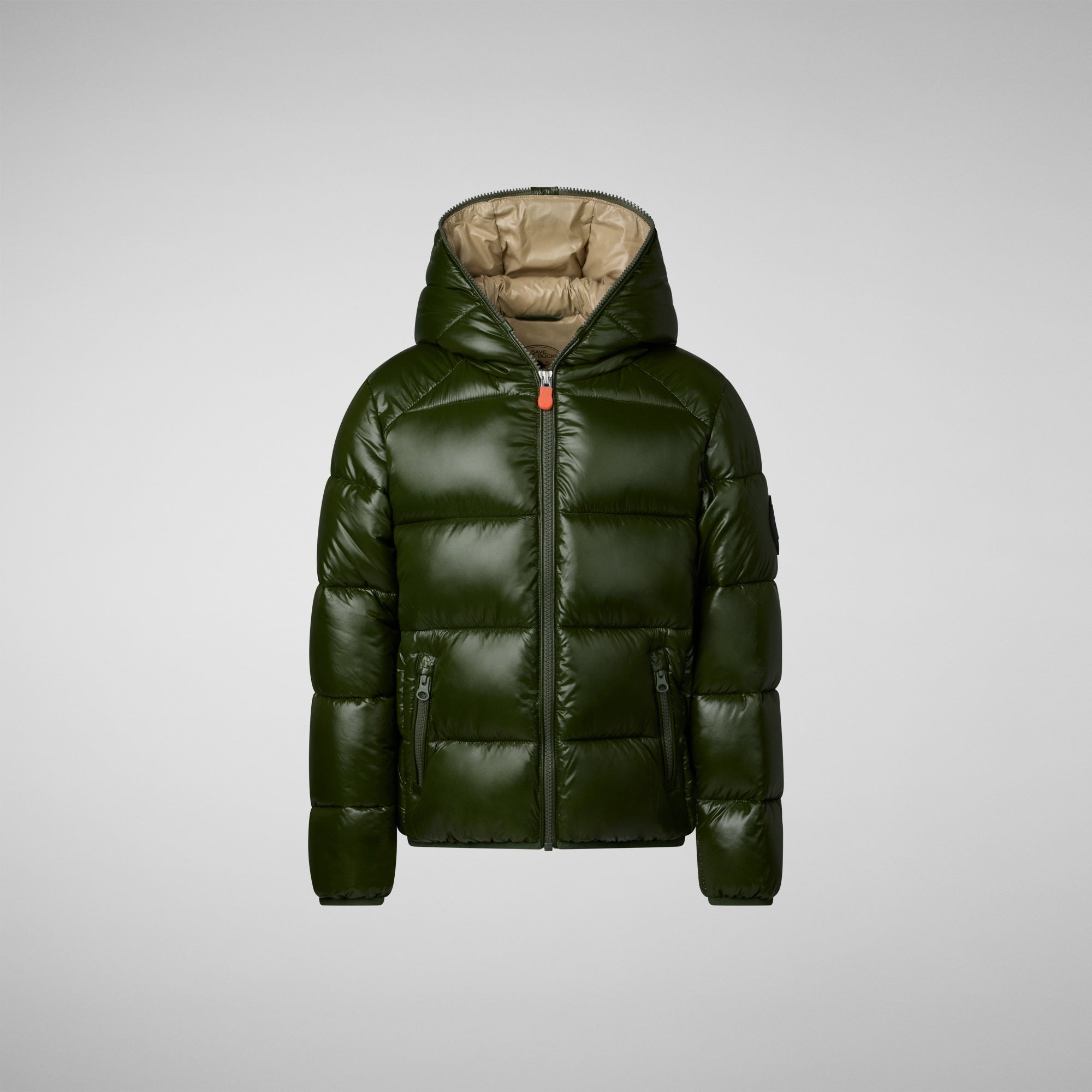 Boys Hooded Animal free Puffer Jacket Artie in Pine Green