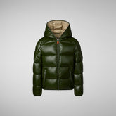 Boy's Artie Hooded Puffer Jacket in Pine Green | Save The Duck