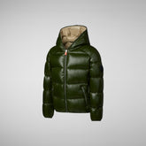 Boys' Hooded Animal free Puffer Jacket Artie in Pine Green - Kids | Save The Duck