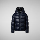 Boy's Artie Hooded Puffer Jacket in Blue Black | Save The Duck