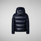 Boy's Artie Hooded Puffer Jacket in Blue Black | Save The Duck