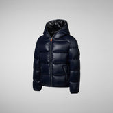 Boy's Artie Hooded Puffer Jacket in Blue Black | Save The Duck