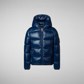 Boy's Artie Hooded Puffer Jacket in Ink Blue | Save The Duck