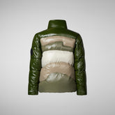 Boys' Ilon Hooded Puffer Jacket in Green Beige Waves - Boys Raincoats | Save The Duck