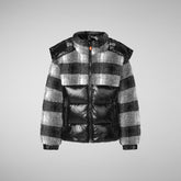 Boys' Zai Puffer Jacket with Detachable Hood in Check Off White - SaveTheDuck Sale | Save The Duck
