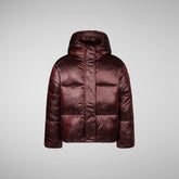 Girls' Ili Hooded Puffer Jacket in Burgundy Black | Save The Duck