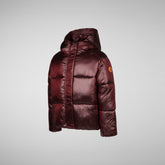 Girls' Ili Hooded Puffer Jacket in Burgundy Black - Girls' Collection | Save The Duck