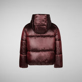Girls' Ili Hooded Puffer Jacket in Burgundy Black - SaveTheDuck Sale | Save The Duck