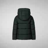 Girls' Elm Hooded Puffer Jacket in Green Black - SaveTheDuck Sale | Save The Duck